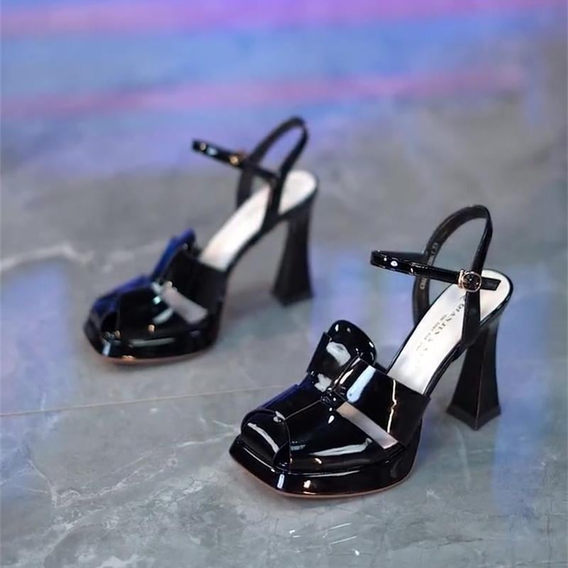 Sandale stiletto cu toc înalt, cu vârf pătrat, impermeabile, cu platformă, pentru femei, vară 2025, la modă europeană și americană