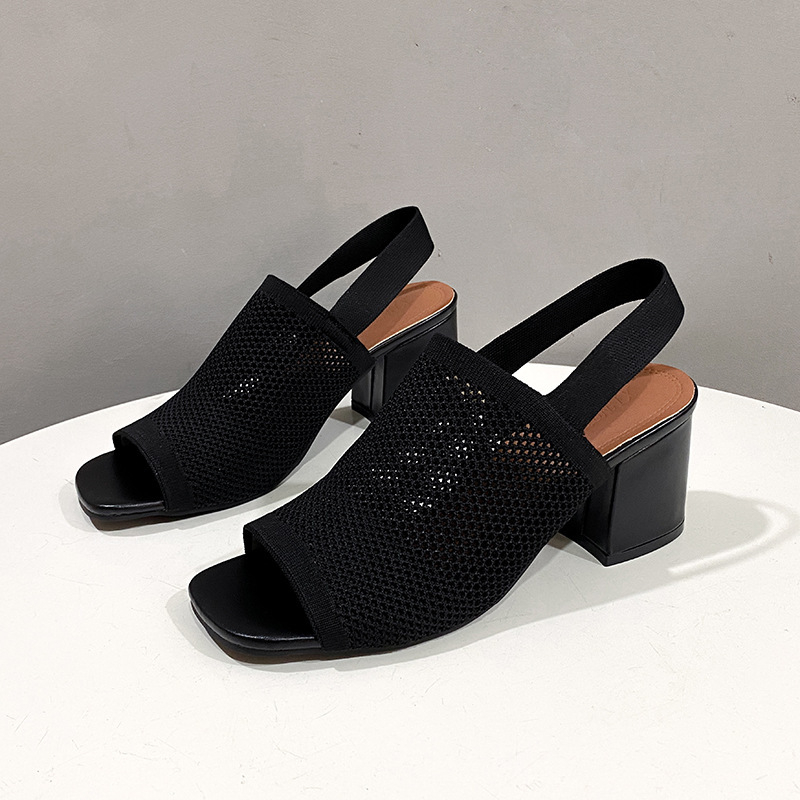 Nove ljetne sandale s visokom petom velike veličine za žene, pletene prozračne sandale s debelom petom, europske i američke modne sandale, s jednim remenčićem