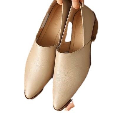 Nove proljetne i jesenske cipele s debelim petama, moderne jednoslojne cipele s retro špicastim uzorkom, mokasine od meke kože za žene, za proljeće i jesen 2024.