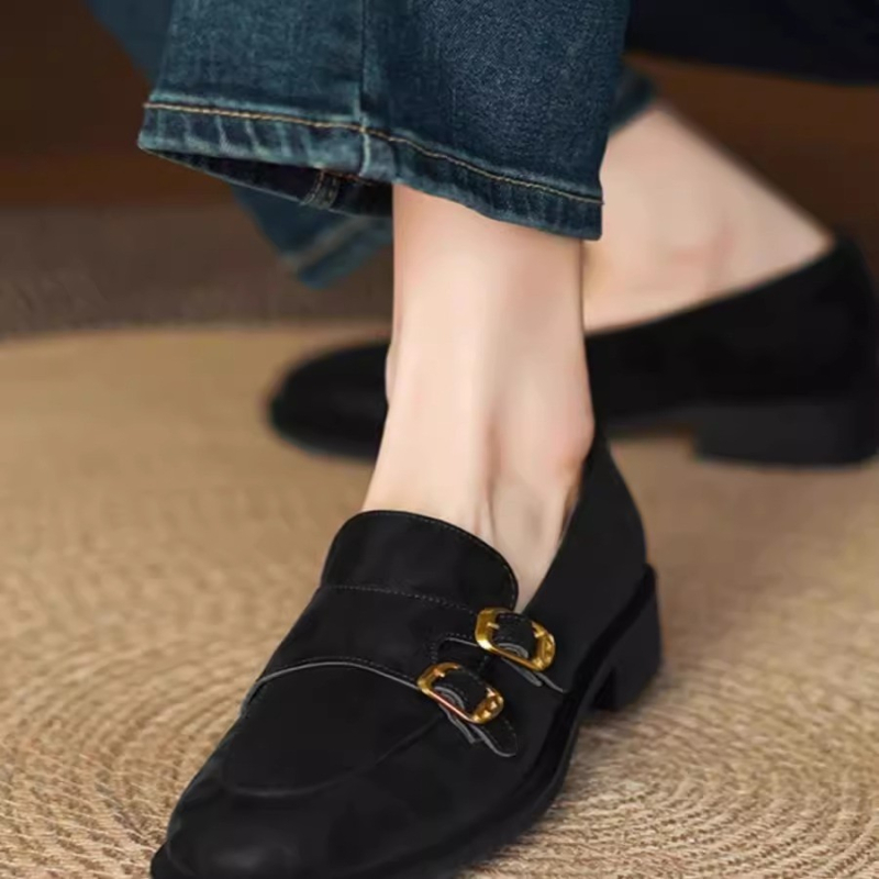 Francuske cipele s plitkim ustima, ženske proljetne nove ravne cipele bez rukava, Lofu cipele s britanskim leopard printom