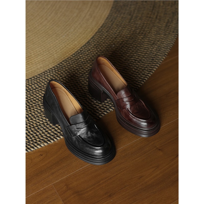 7 cm! Malo retro vremena leti, nove kožne cipele za žene s debelom petom i debelim potplatom, male kožne cipele s francuskom visokom petom