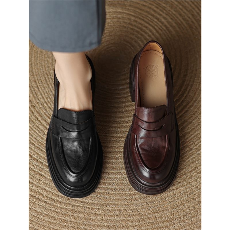 7 cm! Malo retro vremena leti, nove kožne cipele za žene s debelom petom i debelim potplatom, male kožne cipele s francuskom visokom petom