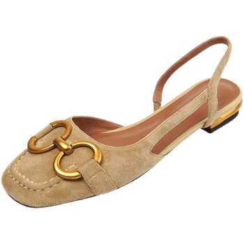 Γαλλικά παπούτσια με στρογγυλή μύτη και κοίλη πλάτη, καλοκαιρινά φλατ σανδάλια σε ρετρό στιλ, γυναικεία παπούτσια Fairy με χοντρό τακούνι και χαμηλοτάκουνα