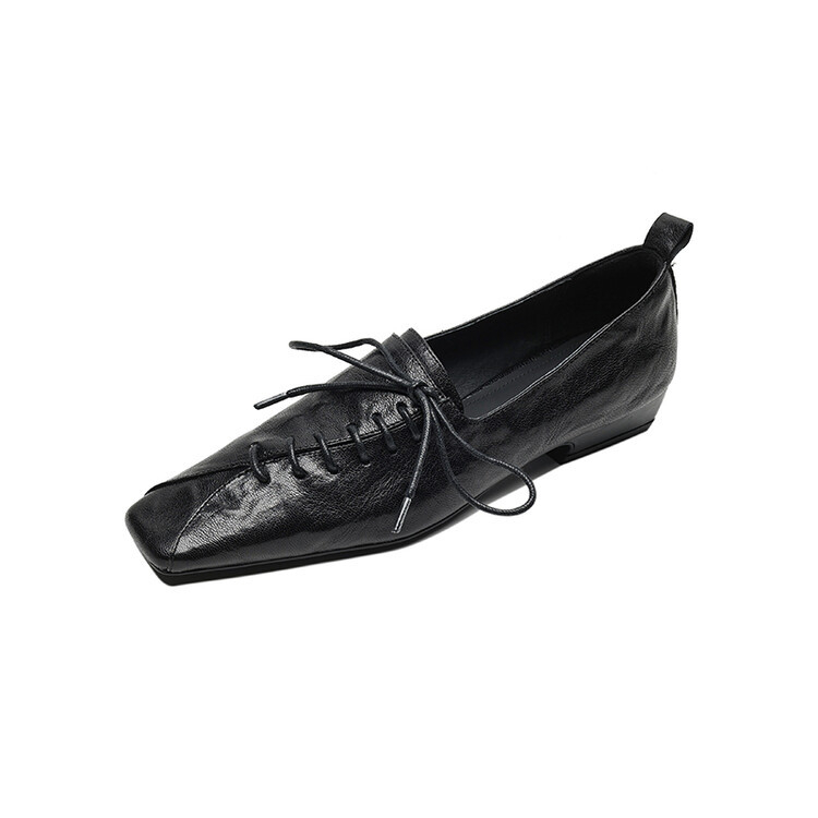 ~ Pantofi retro francezi ~ 2024 primăvară/vară, cu toc jos, vârf pătrat, cu deschidere adâncă, casual, cu toc gros, suprafață moale, pantofi din piele, toamnă