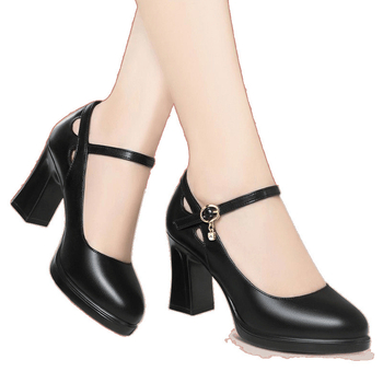 Pantofi de lucru negri profesionali unchiul Babak pentru femei, model cheongsam, model podium, tocuri înalte, toc mediu, pantofi balerini din piele pentru mamă