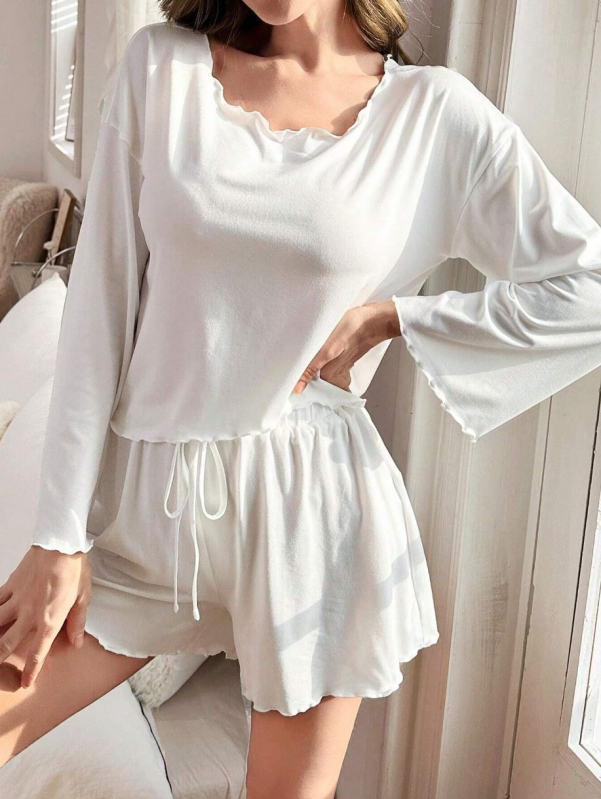 Pijamale Amazon pentru comerț exterior transfrontalier, europene și americane, pentru femei, cu mânecă lungă, pantaloni scurți, îngroșate, lejere, costume de casă, en-gros