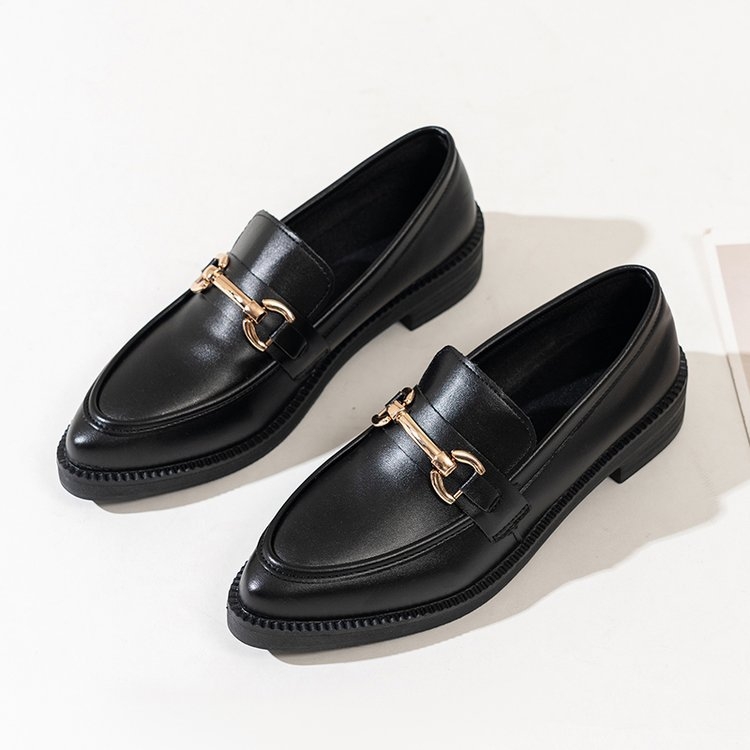 Mocasini 2025 primăvara și toamna nou stil britanic toc gros talpă groasă pantofi mici din piele pantofi de lucru pentru femei