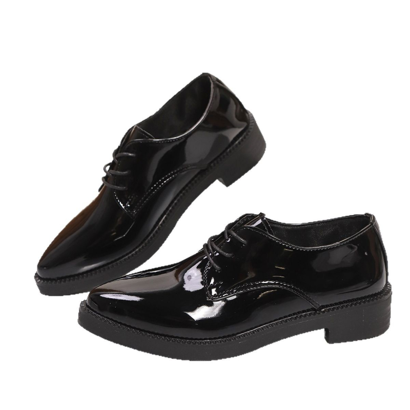 Pantofi Mary Jane pentru femei, mărime mare, toc gros, talpă groasă, pantofi de costum pentru femei, retro, cu dantelă, vârful ascuțit, stil britanic, pantofi mici din piele, stil britanic