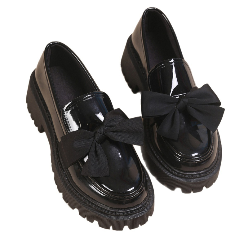 2025 Proljeće i jesen Nove prekogranične mokasine velikih veličina, ženske cipele s mašnom i debelim potplatom, male kožne cipele, retro pojedinačne cipele, vanjska trgovina na veliko