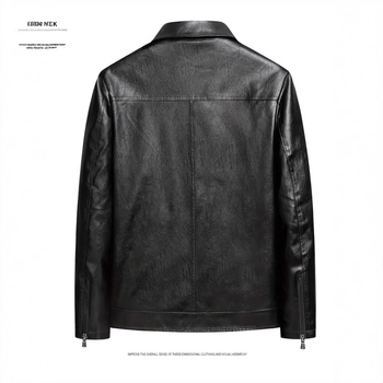 Tarpvalstybinis pavasario ir rudens naujas 2025 m. odinis švarkas vyrams, madingas laisvalaikio stiliaus lengvas verslo PU odinis švarkas su atvartu, fabrikas