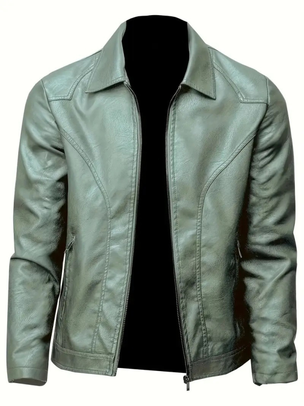 Tarpvalstybinis pavasario ir rudens naujas 2025 m. odinis švarkas vyrams, madingas laisvalaikio stiliaus lengvas verslo PU odinis švarkas su atvartu, fabrikas