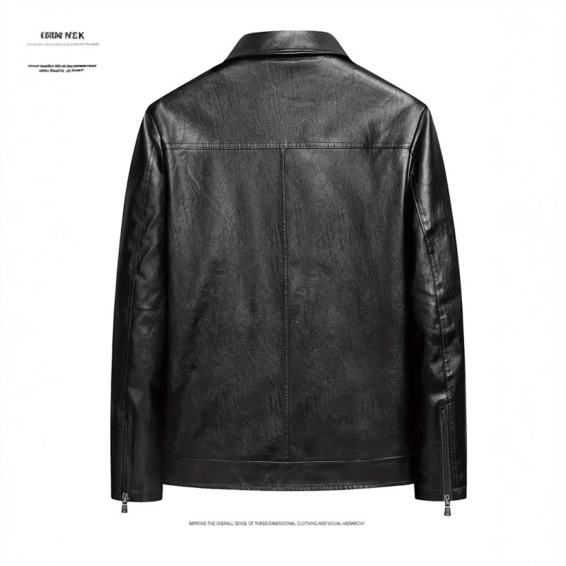 Tarpvalstybinis pavasario ir rudens naujas 2025 m. odinis švarkas vyrams, madingas laisvalaikio stiliaus lengvas verslo PU odinis švarkas su atvartu, fabrikas