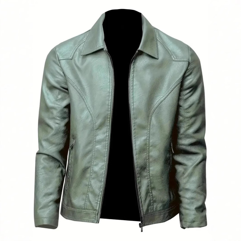 Tarpvalstybinis pavasario ir rudens naujas 2025 m. odinis švarkas vyrams, madingas laisvalaikio stiliaus lengvas verslo PU odinis švarkas su atvartu, fabrikas