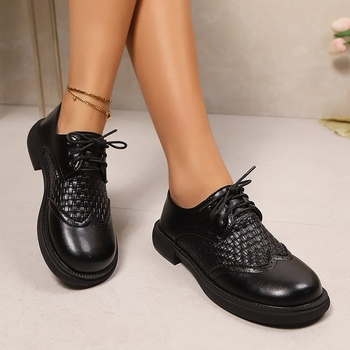 Pantofi de damă din piele, stil britanic, de primăvară și toamnă, noi, export transfrontalier, stil retro, din piele moale, cu toc jos, șireturi Brogue