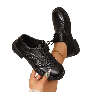 Pantofi de damă din piele, stil britanic, de primăvară și toamnă, noi, export transfrontalier, stil retro, din piele moale, cu toc jos, șireturi Brogue