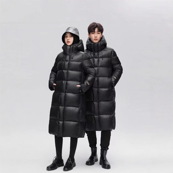 Naujos žieminės juodos aukso spalvos pūkinės striukės, unisex, blizgios, ilgos, pastorintos, šiltos, neskalbiamos, didmeninė prekyba iš gamyklos.