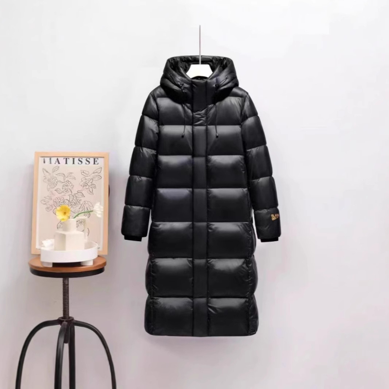 Naujos žieminės juodos aukso spalvos pūkinės striukės, unisex, blizgios, ilgos, pastorintos, šiltos, neskalbiamos, didmeninė prekyba iš gamyklos.