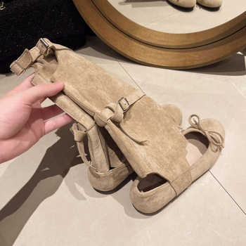 Μοντέρνα, κομψά, ανοιξιάτικα και φθινοπωρινά παπούτσια μπαλέτου με ρυθμιζόμενο φιόγκο σε δυτικό στιλ, για την άνοιξη και το φθινόπωρο του 2024, κομψά, μονόστρωτα παπούτσια μπαλέτου, σε ασορτί στιλ.