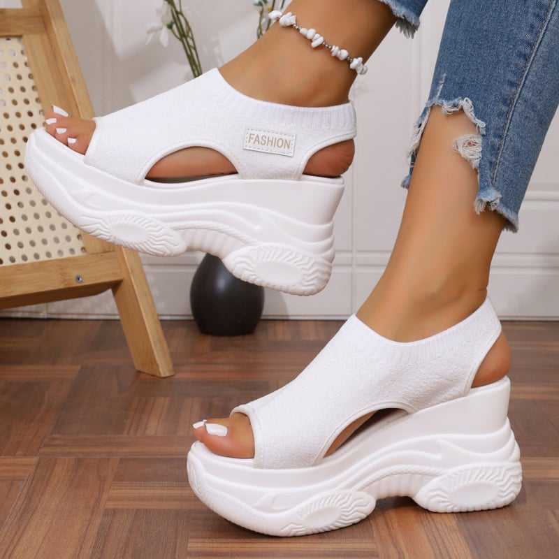 Moderne pletene sandale za žene 2025. proljeće i ljeto, nove korejske sandale s platformom i debelim potplatom, čiste boje, bez rukava, izvozne sportske sandale