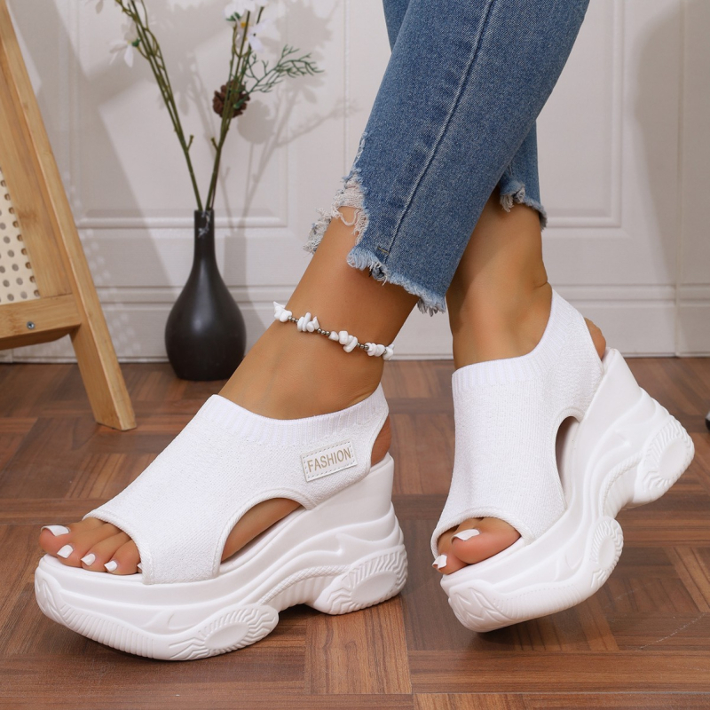 Moderne pletene sandale za žene 2025. proljeće i ljeto, nove korejske sandale s platformom i debelim potplatom, čiste boje, bez rukava, izvozne sportske sandale
