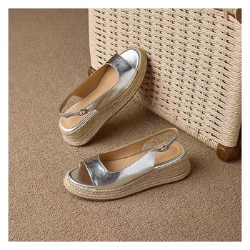 Ψάθινα Ρωμαϊκά Σανδάλια με Τακούνι Σφήνας για Γυναικεία Καλοκαιρινά Ψηλοτάκουνα, Αδιάβροχα, Πλατφόρμα με Ψαρόστομο και Ανοιχτά Δάχτυλα