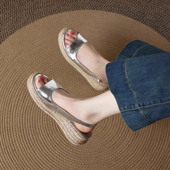 Ψάθινα Ρωμαϊκά Σανδάλια με Τακούνι Σφήνας για Γυναικεία Καλοκαιρινά Ψηλοτάκουνα, Αδιάβροχα, Πλατφόρμα με Ψαρόστομο και Ανοιχτά Δάχτυλα