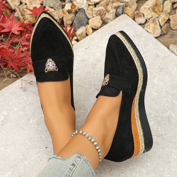 Γυναικεία σουέτ μονόχρωμα παπούτσια 2024, φθινοπωρινά, casual, ευρωπαϊκού και αμερικανικού στιλ, μυτερά, χοντρή σόλα, μονόχρωμα παπούτσια εξωτερικού εμπορίου, μεγάλα μεγέθη