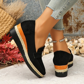 Γυναικεία σουέτ μονόχρωμα παπούτσια 2024, φθινοπωρινά, casual, ευρωπαϊκού και αμερικανικού στιλ, μυτερά, χοντρή σόλα, μονόχρωμα παπούτσια εξωτερικού εμπορίου, μεγάλα μεγέθη