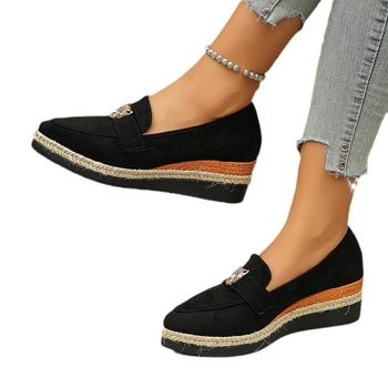 Γυναικεία σουέτ μονόχρωμα παπούτσια 2024, φθινοπωρινά, casual, ευρωπαϊκού και αμερικανικού στιλ, μυτερά, χοντρή σόλα, μονόχρωμα παπούτσια εξωτερικού εμπορίου, μεγάλα μεγέθη