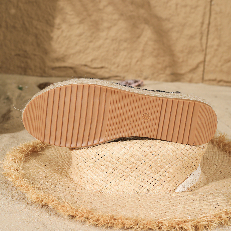 Sandale de vară 2025, stil nou, din cânepă, cu talpă groasă, închise, fără spate, cu cataramă țesută cu o singură curea pentru femei, pantofi casual de pescar cu design gol