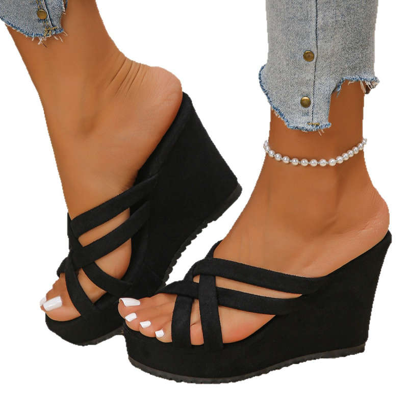 Papuci cu toc plat cu talpă groasă, de dimensiuni mari, pentru femei, vara 2025, sandale și papuci de plajă casual, producători, en-gros