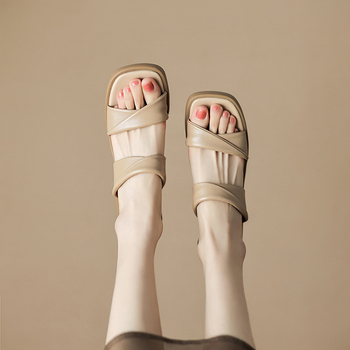 Σανδάλια με χοντρό τακούνι για γυναικεία outdoor ρούχα υψηλής αισθητικής 2024 καλοκαίρι, νέες παντόφλες με χοντρή σόλα και ψηλοτάκουνα σανδάλια σε στιλ νεράιδας