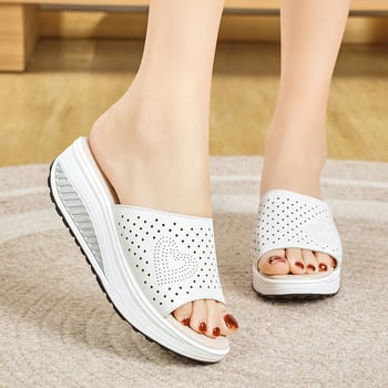 Papuci de vară noi cu talpă groasă și vârf deschis, stil coreean, sandale pentru exterior, plajă, pantofi pentru femei, pantofi de mama, en-gros