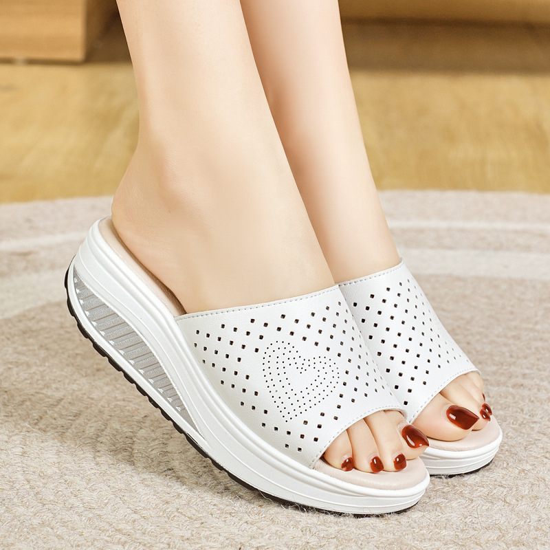 Papuci de vară noi cu talpă groasă și vârf deschis, stil coreean, sandale pentru exterior, plajă, pantofi pentru femei, pantofi de mama, en-gros