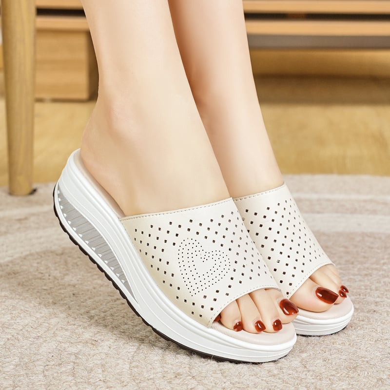 Papuci de vară noi cu talpă groasă și vârf deschis, stil coreean, sandale pentru exterior, plajă, pantofi pentru femei, pantofi de mama, en-gros