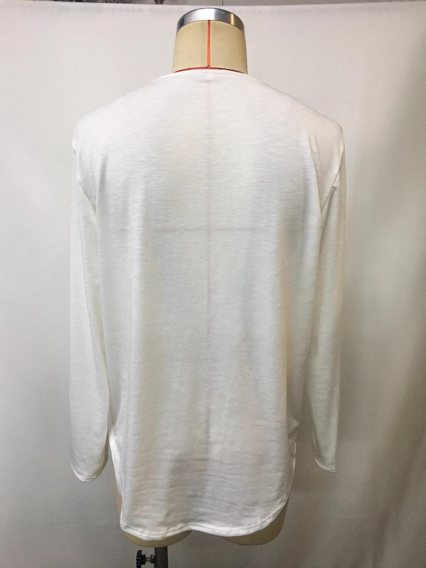 Tricou bărbați cu mânecă lungă, stil european și american transfrontalier, de mărime mare, de culoare pură, subțire, respirabil, cu guler în V, casual, alb-gălbui, ușor, matur, casual