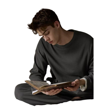 2025 m. naujas pavasario ir rudens vaflinis ilgomis rankovėmis kostiumas vyriška pižama vyriški viršutiniai drabužiai namams šilti