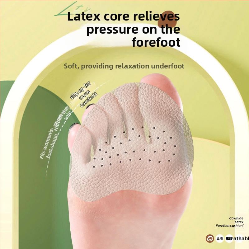 Сандали с противоплъзгаща подложка за жени, сандали на висок ток, подложка за предната част на стъпалото, против болка, изпотяване, противоплъзгаща подложка, намален размер, самозалепваща се, от телешка кожа, половин размер, лятна подложка