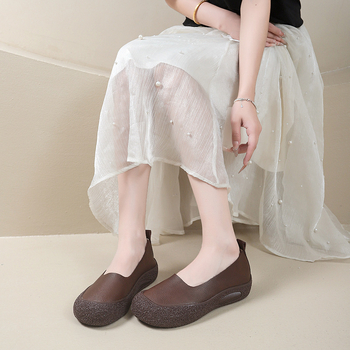 Γυναικεία παπούτσια μεγάλου μεγέθους με μαλακή σόλα, καλοκαίρι 2025, νέα ρετρό, άνετα, ευέλικτα, σκουφάκια με χοντρή σόλα για γυναίκες