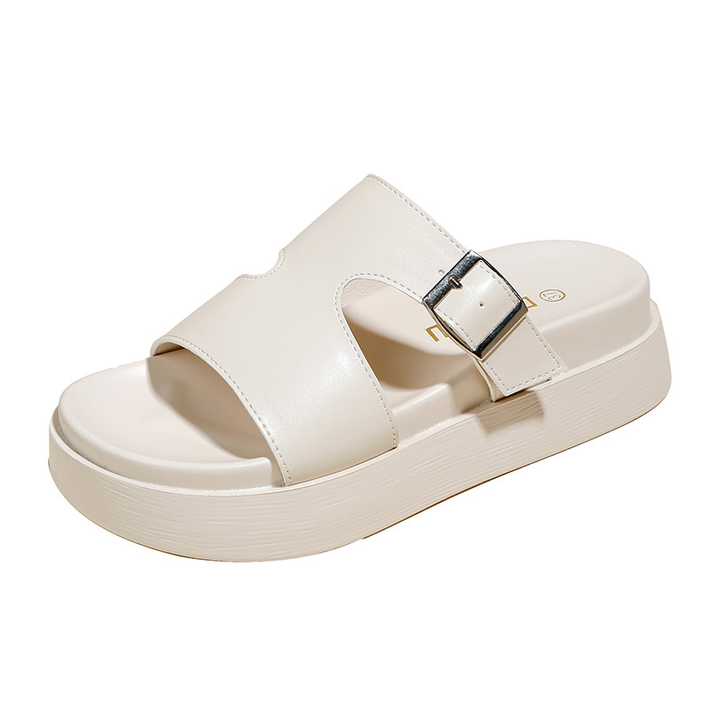 Papuci ultra-ușori cu talpă groasă pentru femei, îmbrăcăminte exterioară, cu cataramă cu un singur cuvânt, sandale romane, stil nou, platformă, talpă mică, pantofi de plajă