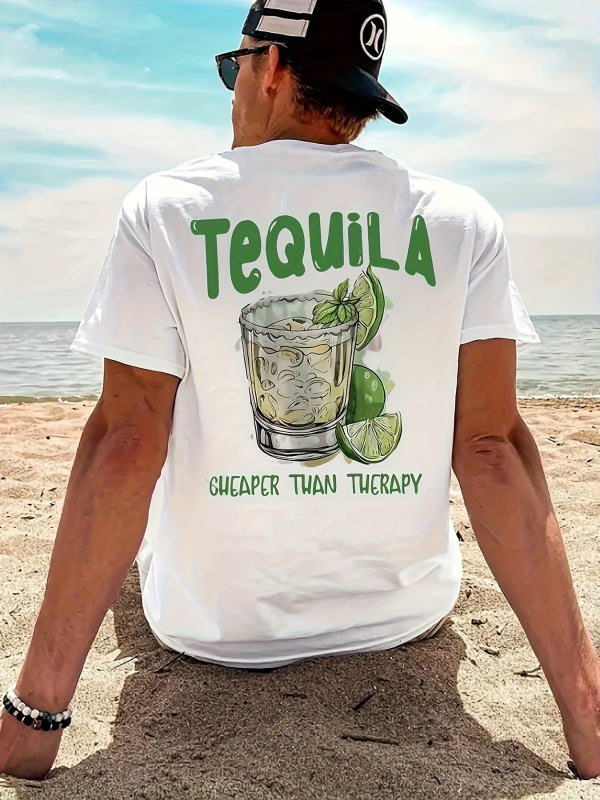 Tricou neutru - Tricou respirabil și absorbant de transpirație, stil street style, imprimeu cu agave și lime, "