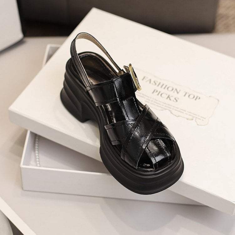 Pantofi cu toc înalt și platformă Baotou cu talpă groasă, model cu platformă, pentru femei, vară 2025