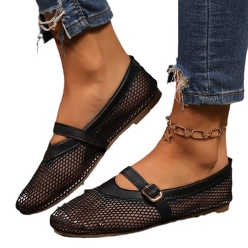 Ευρωπαϊκά και Αμερικανικά μεγάλα σανδάλια με σχισμές και πλέγμα για εξωτερική χρήση, καλοκαίρι 2024, νέα φλατ σανδάλια με στρογγυλή μύτη, χονδρική πώληση