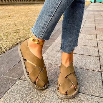 Γυναικεία Σανδάλια Baotou, Μεγάλο Μέγεθος, 35-42, Καλοκαίρι 2025, Νέα Ρετρό, Καθαρό Χρώμα, Χειροποίητα, Φλατ Στράπλες Μύτες, Καθημερινά
