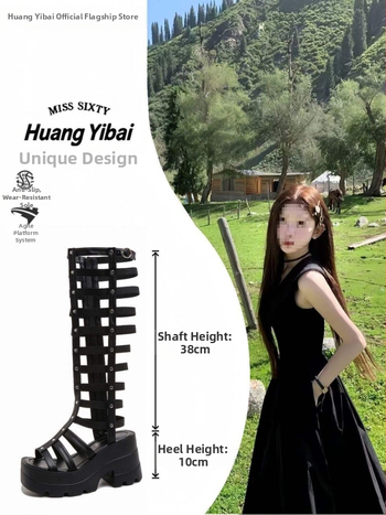 Γυναικείες μπότες με χοντρή σόλα, ψηλές μπότες με λουράκια, ευέλικτες αδυνατιστικές και σέξι μπότες μέχρι το γόνατο για γυναίκες, νέα καλοκαιρινά σανδάλια, μεγάλες μπότες