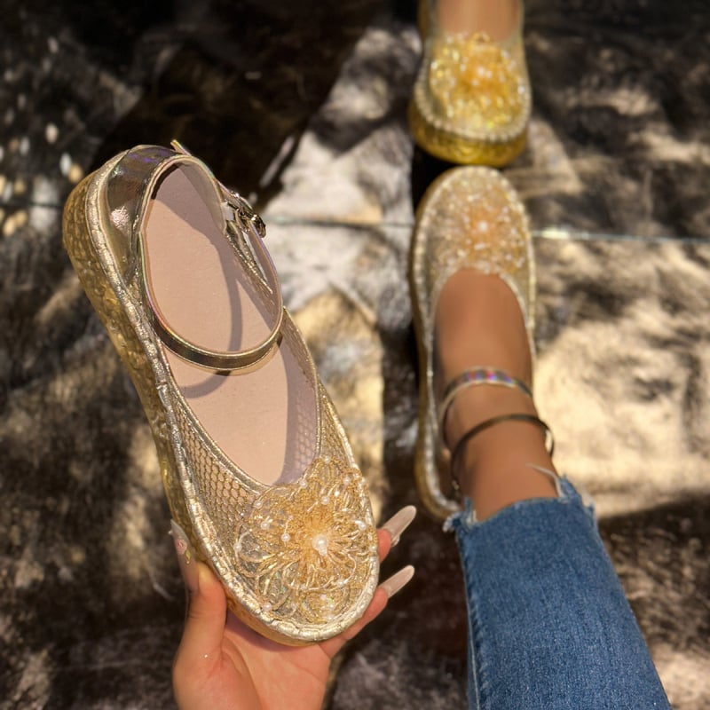 Sandale de plajă casual cu toc înalt, stil coreean, cu imprimeu floral, talie înaltă, talie înaltă, mărime plus, 2025