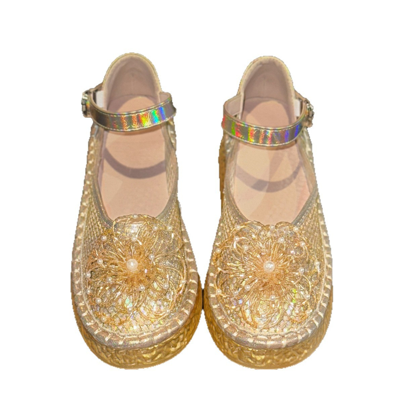 Sandale de plajă casual cu toc înalt, stil coreean, cu imprimeu floral, talie înaltă, talie înaltă, mărime plus, 2025