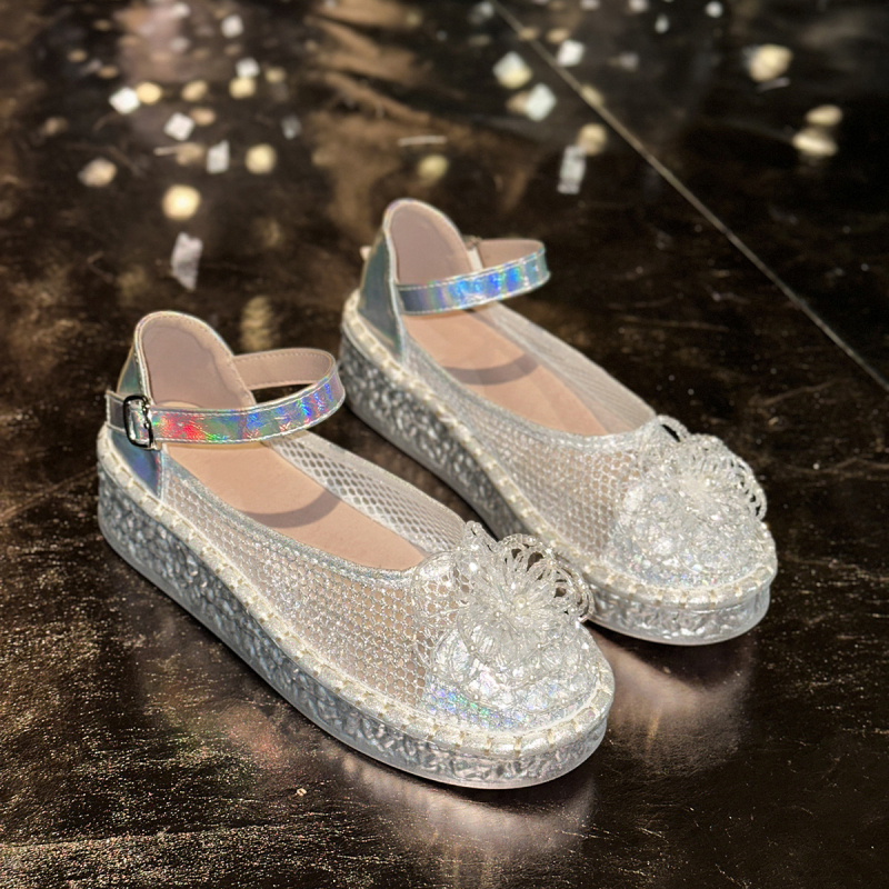 Sandale de plajă casual cu toc înalt, stil coreean, cu imprimeu floral, talie înaltă, talie înaltă, mărime plus, 2025