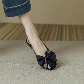 Γυναικεία Σανδάλια Baotou Bow Hollow, Καλοκαιρινά, Νέα Ρετρό, Χαμηλά Hollow Παπούτσια
