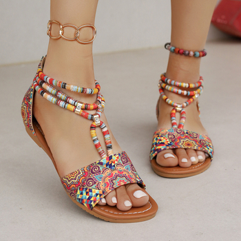 Sandale romane de vară cu vârful deschis, cu fund plat, casual, confortabile și versatile, în stil nou